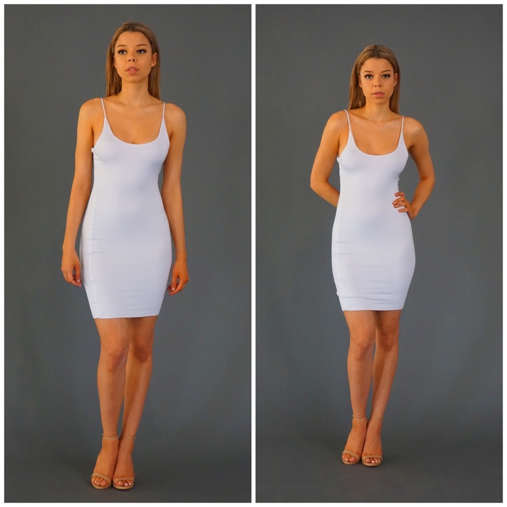 Sexy simple white mini dress